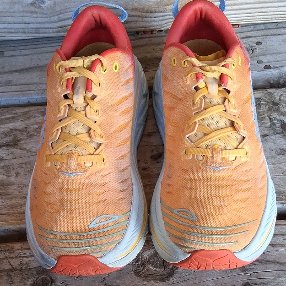 Hoka Bondi X Vibrant Orange and Yellow Sneakers - Picture 7 of 13